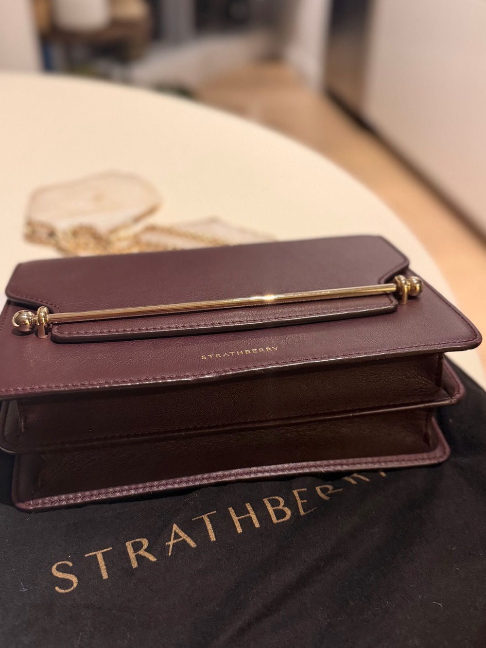New Strathberry East/West Burgundy Shoulder/Crossbody Bag - Picture 4 of 5